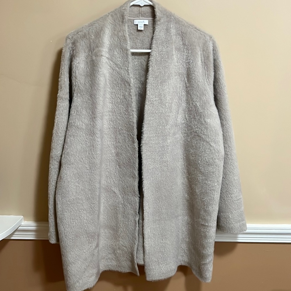 PureJill J Jill gray Faux Fur Wrap size XL